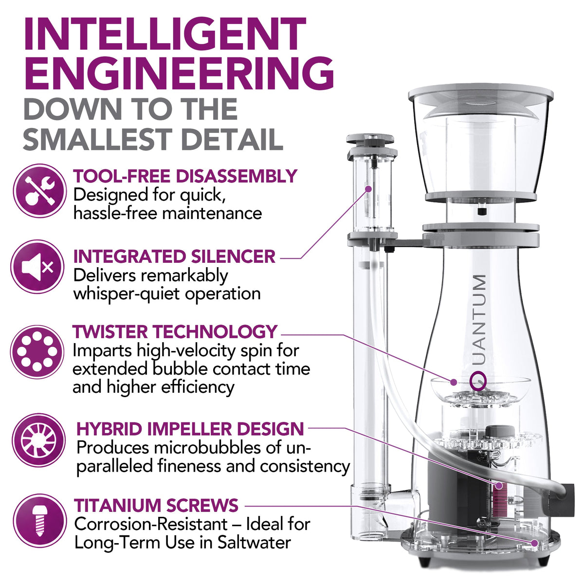 NYOS Quantum® 160 EQ Wirelessly Controllable Protein Skimmer 1000L (250 Gallon)